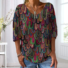 Last inn bildet i Galleri-visningsprogrammet, Women's New Fashion Print Casual V-neck Loose T-shirt