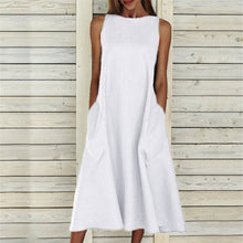 Last inn bildet i Galleri-visningsprogrammet, Ensfarget ermeløs kjole med rund hals