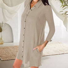 Last inn bildet i Galleri-visningsprogrammet, Ensfarget kjole i skjorte-stil