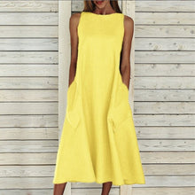 Last inn bildet i Galleri-visningsprogrammet, Ensfarget ermeløs kjole med rund hals