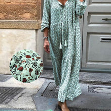 Last inn bildet i Galleri-visningsprogrammet, Langermet Trykt Kjole med V-hals