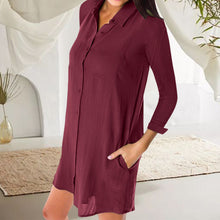 Last inn bildet i Galleri-visningsprogrammet, Ensfarget kjole i skjorte-stil