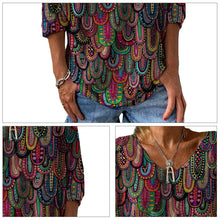 Last inn bildet i Galleri-visningsprogrammet, Women's New Fashion Print Casual V-neck Loose T-shirt
