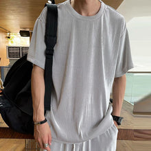 Last inn bildet i Galleri-visningsprogrammet, Uformell sett med t-skjorte og pyjamasbukse i is-silke for menn