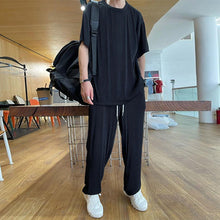 Last inn bildet i Galleri-visningsprogrammet, Uformell sett med t-skjorte og pyjamasbukse i is-silke for menn