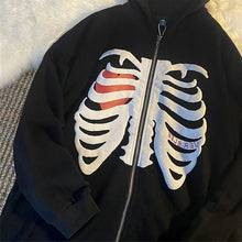 Last inn bildet i Galleri-visningsprogrammet, Unisex Hettegenser-Jakke med Skjelett Trykk