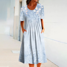 Last inn bildet i Galleri-visningsprogrammet, Floral Uformell kjole med rund hals