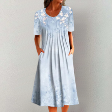 Last inn bildet i Galleri-visningsprogrammet, Floral Uformell kjole med rund hals