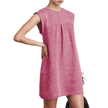 Last inn bildet i Galleri-visningsprogrammet, Ermeløs kjole i ensfarget bomullslin