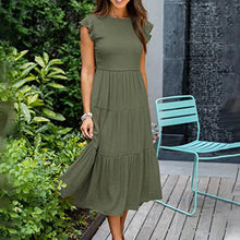 Last inn bildet i Galleri-visningsprogrammet, Ensfarget kortermet volangkjole