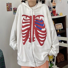 Last inn bildet i Galleri-visningsprogrammet, Unisex Hettegenser-Jakke med Skjelett Trykk