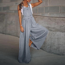 Last inn bildet i Galleri-visningsprogrammet, Uformell denimlomme Jumpsuit med brede ben