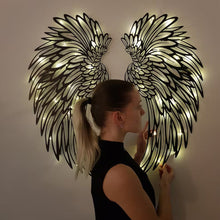 Last inn bildet i Galleri-visningsprogrammet, Black Angel Wings Metal Wings Veggkunst med LED-lys