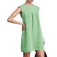 Last inn bildet i Galleri-visningsprogrammet, Ermeløs kjole i ensfarget bomullslin