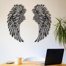 Last inn bildet i Galleri-visningsprogrammet, Black Angel Wings Metal Wings Veggkunst med LED-lys