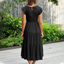 Last inn bildet i Galleri-visningsprogrammet, Ensfarget kortermet volangkjole