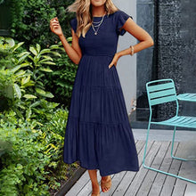 Last inn bildet i Galleri-visningsprogrammet, Ensfarget kortermet volangkjole