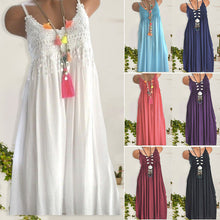 Last inn bildet i Galleri-visningsprogrammet, Ensfarget strand-kjole med blonder