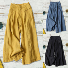 Last inn bildet i Galleri-visningsprogrammet, Uformelle bukser med løs passform og brede ben i bomull og lin for damer