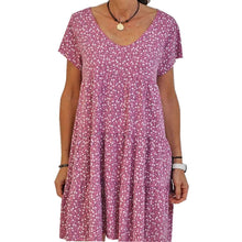 Last inn bildet i Galleri-visningsprogrammet, Kortermet trykt kjole med rund hals