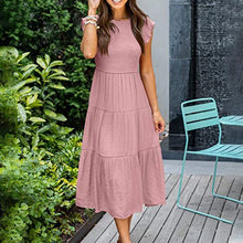 Last inn bildet i Galleri-visningsprogrammet, Ensfarget kortermet volangkjole