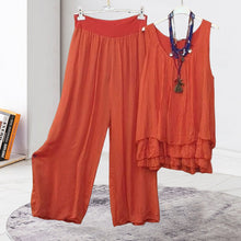 Last inn bildet i Galleri-visningsprogrammet, Todelt sett med ermeløs topp og bukse med brede ben for damer