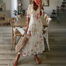 Last inn bildet i Galleri-visningsprogrammet, Blomstret maxi-kjole med v-hals og dusk