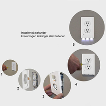Last inn bildet i Galleri-visningsprogrammet, Uttaksveggplate med LED nattlys