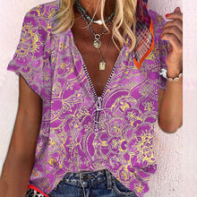 Last inn bildet i Galleri-visningsprogrammet, Kortermet trykt t-skjorte med glidelås