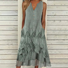 Last inn bildet i Galleri-visningsprogrammet, Solid tunika med V-hals Midi A-linje kjole