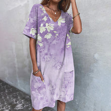 Last inn bildet i Galleri-visningsprogrammet, Kortermet kjole med trykk med lommer