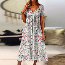 Last inn bildet i Galleri-visningsprogrammet, Trykt v-hals kjole med knapper og lommer