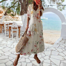 Last inn bildet i Galleri-visningsprogrammet, Blomstret maxi-kjole med v-hals og dusk