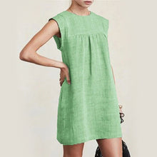 Last inn bildet i Galleri-visningsprogrammet, Ermeløs kjole i ensfarget bomullslin