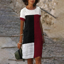 Last inn bildet i Galleri-visningsprogrammet, Fargeblokk kortermet kjole med rund hals