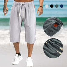 Last inn bildet i Galleri-visningsprogrammet, Ensfarget uformelle kuttede bukser i bomull og lin for menn