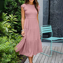 Last inn bildet i Galleri-visningsprogrammet, Ensfarget kortermet volangkjole