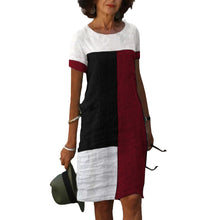 Last inn bildet i Galleri-visningsprogrammet, Fargeblokk kortermet kjole med rund hals