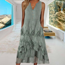 Last inn bildet i Galleri-visningsprogrammet, Solid tunika med V-hals Midi A-linje kjole