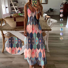 Last inn bildet i Galleri-visningsprogrammet, Ermeløs kjole med geometrisk trykk for kvinner