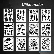 Last inn bildet i Galleri-visningsprogrammet, Raske tegnemalerier for sjablongkunst (12 ark / sett)