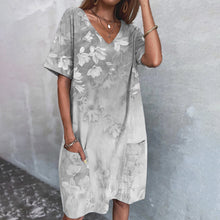 Last inn bildet i Galleri-visningsprogrammet, Kortermet kjole med trykk med lommer