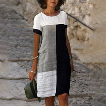 Last inn bildet i Galleri-visningsprogrammet, Fargeblokk kortermet kjole med rund hals