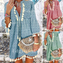 Last inn bildet i Galleri-visningsprogrammet, V-hals Kjole med Volanger og Frynser