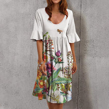 Last inn bildet i Galleri-visningsprogrammet, Flerfarget kjole med rund hals og halve ermer