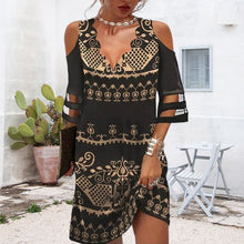 Last inn bildet i Galleri-visningsprogrammet, Printet kjole med mesh-ermer