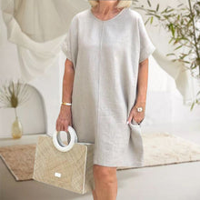 Last inn bildet i Galleri-visningsprogrammet, Ensfarget kjole i bomull og lin