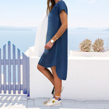 Last inn bildet i Galleri-visningsprogrammet, V-hals kortermet denimkjole