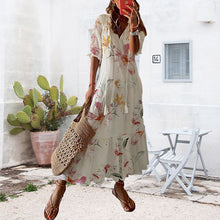 Last inn bildet i Galleri-visningsprogrammet, Blomstret maxi-kjole med v-hals og dusk