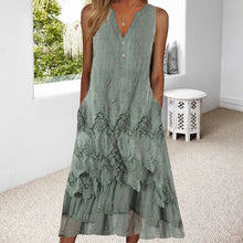 Last inn bildet i Galleri-visningsprogrammet, Solid tunika med V-hals Midi A-linje kjole